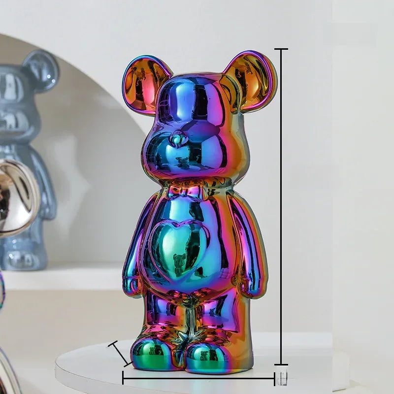 17/27/cm Aesthetic Bear brick Ceramic Staute Teddy Bear decor action figure Sculptures Ornament for room Home Decoration Crafts - Urbizia