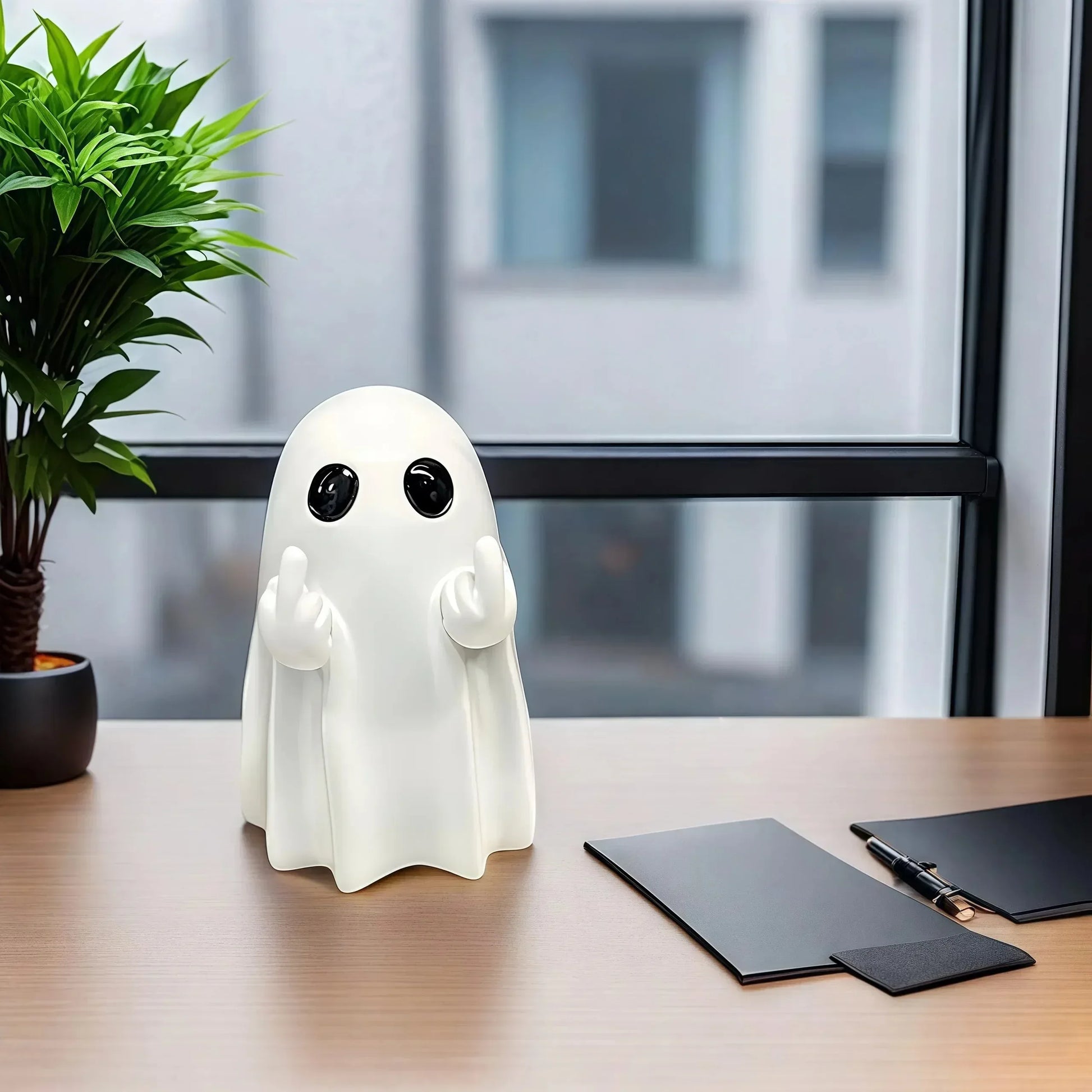 Middle Finger Cute Ghost Statue, Ghosts Small Scary Ghost Figurines, Halloween Home Decorations, Coffee Table Centerpieces Shelf - Urbizia