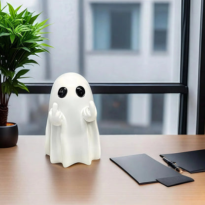 Middle Finger Cute Ghost Statue, Ghosts Small Scary Ghost Figurines, Halloween Home Decorations, Coffee Table Centerpieces Shelf - Urbizia