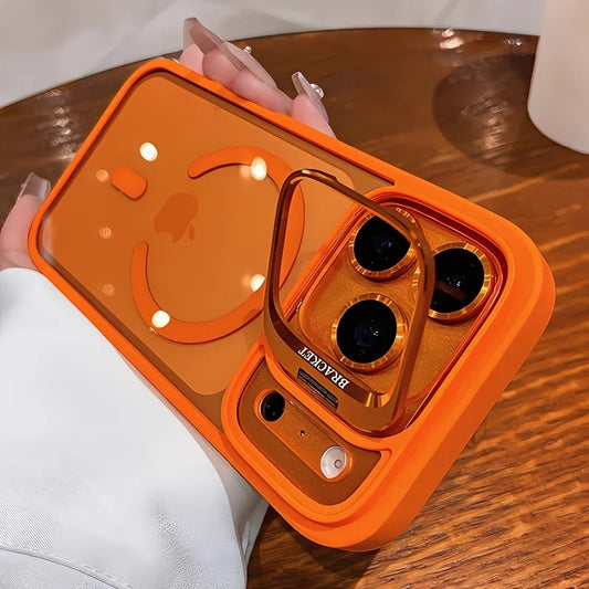Luxury for Magsafe Magnetic attraction Bracket Case for IPhone 17 16 15 13 12 Pro Max 14 Plus Lens Holder Protection Clear Cover