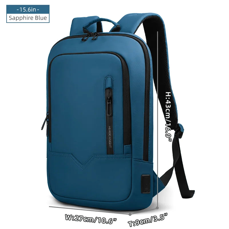 Heroic Knight Thin Male Work Backpack Multifunctional Fashion 15.6 In Laptop Backpack Casual Waterproof Business Travel Daypack