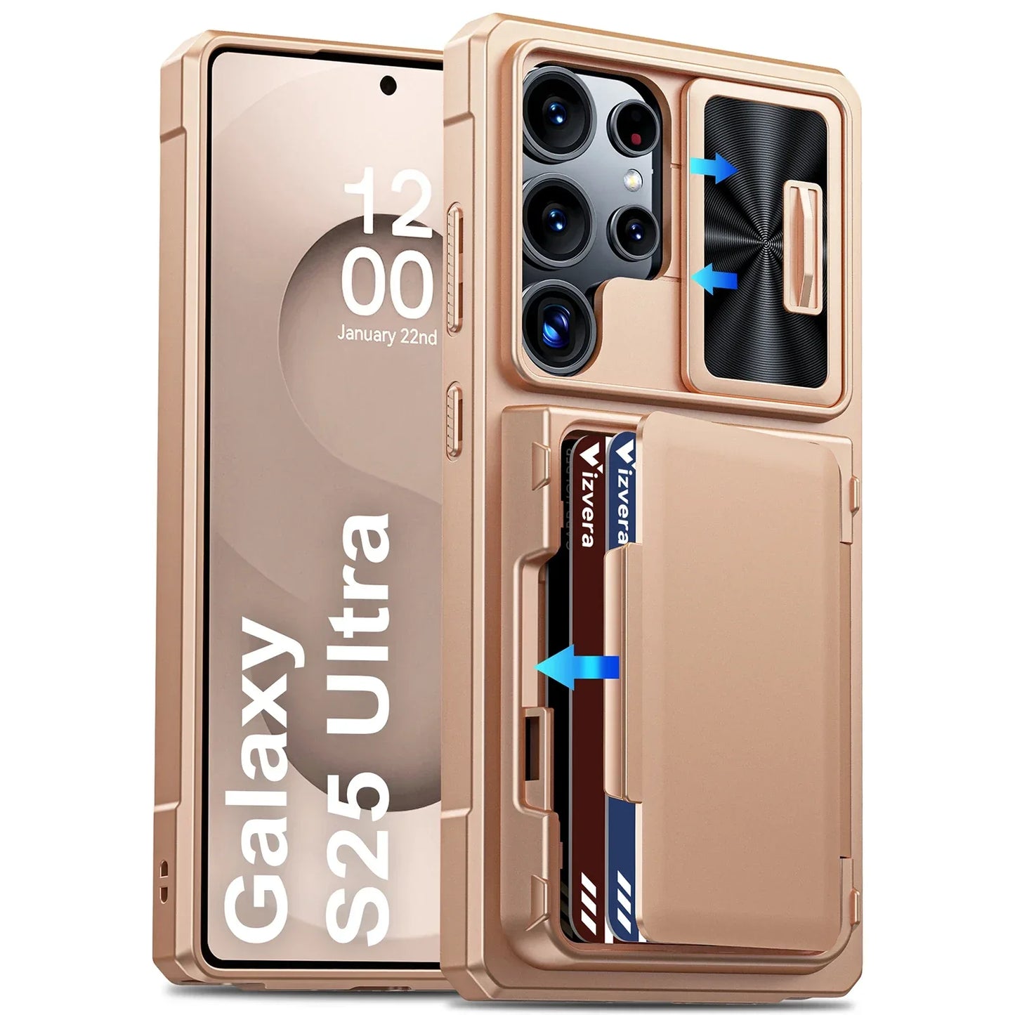 Samsung Galaxy S25 Ultra Case Wallet - Full Body Protective with Card Holder (4 Cards) Camera Cover & Kickstand for Women & Men