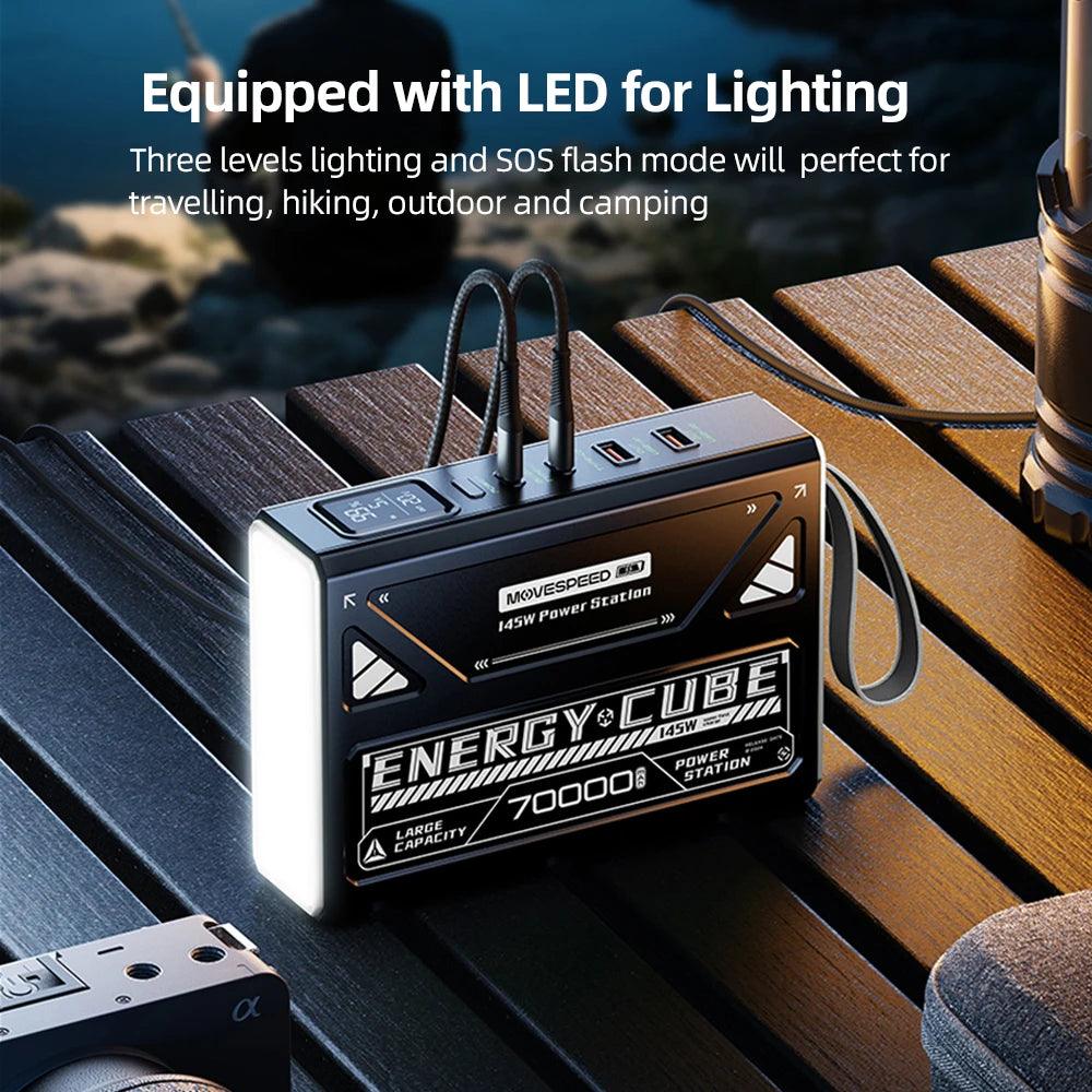 MOVESPEED Z70 Pro 100W Power Bank Large Capacity External Battery Charger Outdoor Camping Power Station for LaptopMacBook Pro