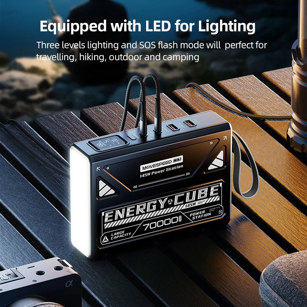MOVESPEED Z70 Pro Max Power Bank 70000mAh 140W PD Fast Charge Powerbank External Battery USB C for iPhone Laptop Outdoor