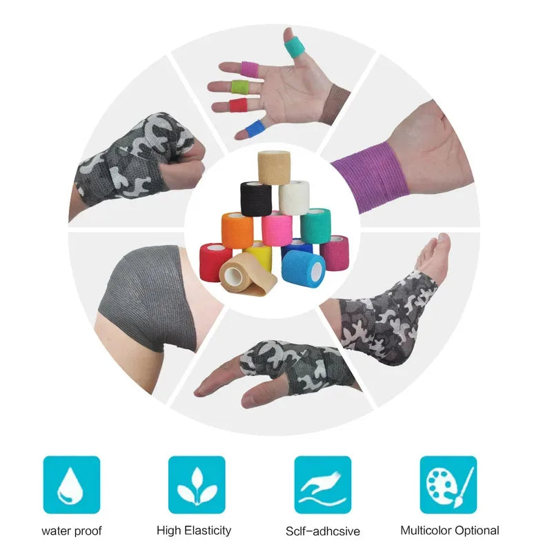 1/6/10/15pcs White 5cm Sports Self Adhesive Elastic Bandage Wrap Tape Elastoplast for Knee Support Pad Finger Ankle Palm Shoulde