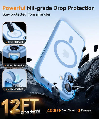 Magnetic Matte Translucent Armor Shockproof Case For iPhone 17 16 15 14 13 12 11 Pro Max Plus Magsafe Wireless Charge Cover2026