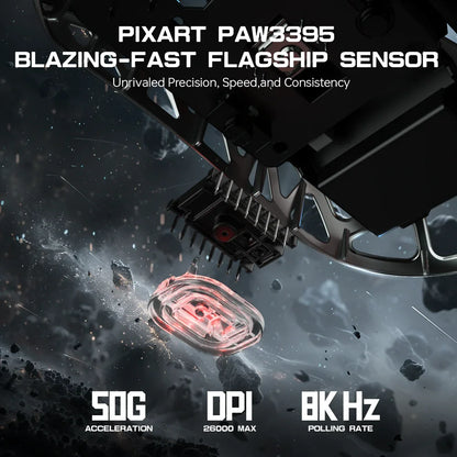 ATTACK SHARK R3 Magnesium Alloy Gaming Mouse 8K SUPERLIGHT 8000Hz 6 Adjustable DPI up to 26000 PAW3395 BT/2.4G Wireless/Wired