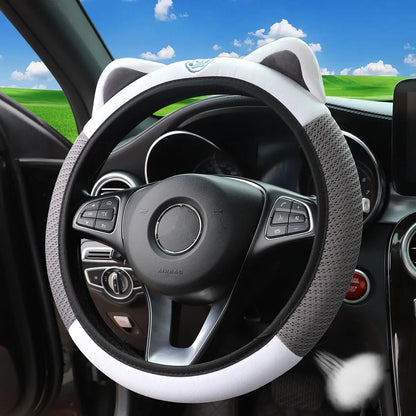 1 breathable mesh cloth cute kitten car without inner ring steering wheel cover fits 14.5-15 inch automotive supplies