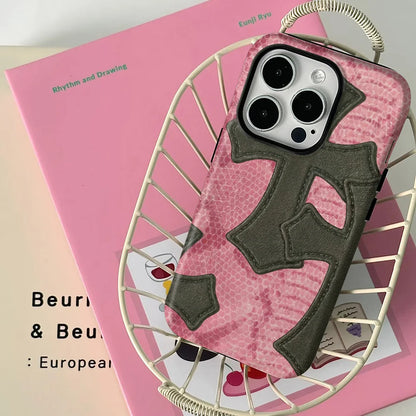 Clmj Phone Leopard Case for IPhone 17 16e 16 15 14 13 12 11 X XS XSMAX 7 8 Air Pro Max Plus Luxury Cross Double-layer Back Cover