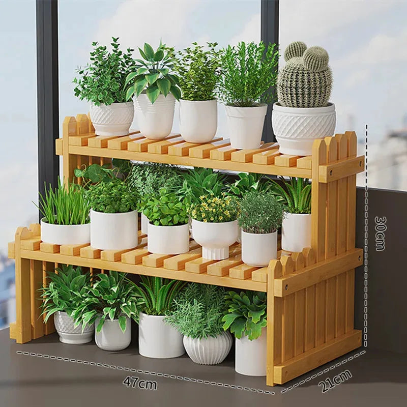 Indoor Plants Holder Wood Shelf Pot Organizer Bookshelf Balcony Bay Window Small Plant Flower Rack Storage Flower Pot Shelves