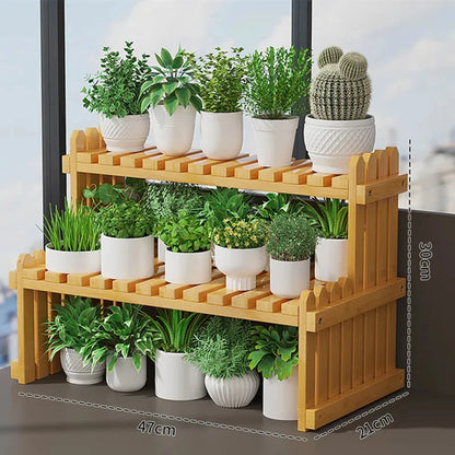 Indoor Plants Holder Wood Shelf Pot Organizer Bookshelf Balcony Bay Window Small Plant Flower Rack Storage Flower Pot Shelves