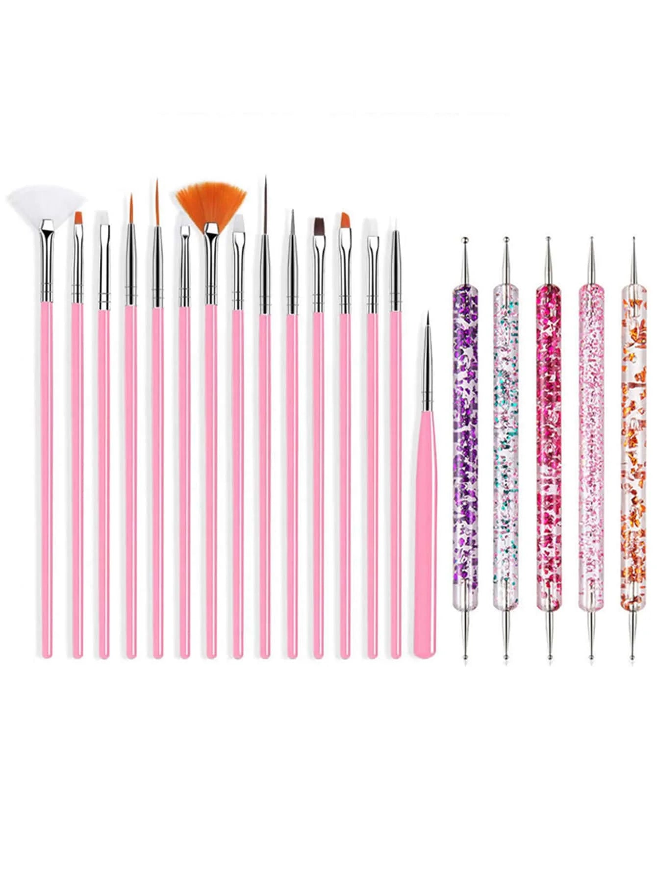 20Pcs Black Nail Art Brush Set Nail Gel Polish Painting Brush Drawing Pen Uv Gel Polish Nail Liner Brush And Nail Dotting Pen For Gel Polish Diy Manicure Salon At Home