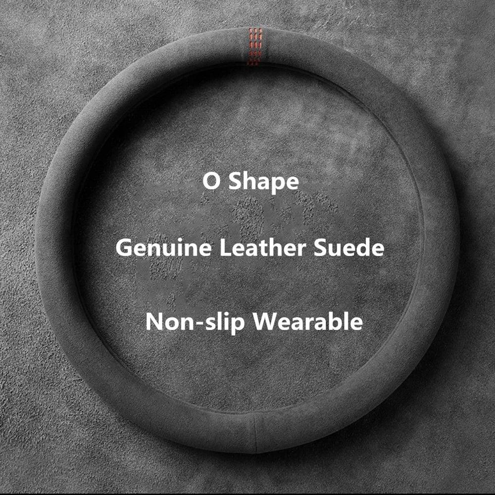 Suede Car Steering Wheel Cover Wrap – Universal 37–38cm, O or D Shape