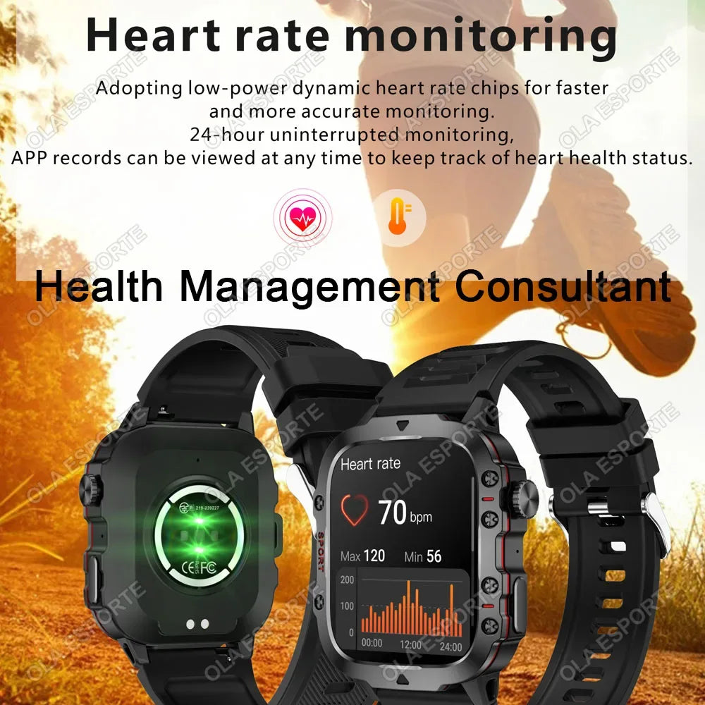 2025 New Military Smart Watch Men IP68 5ATM Outdoor Sports Fitness Tracker Health Monitoring 1.81Inch Bluetooth Calls Smartwatch - Urbizia