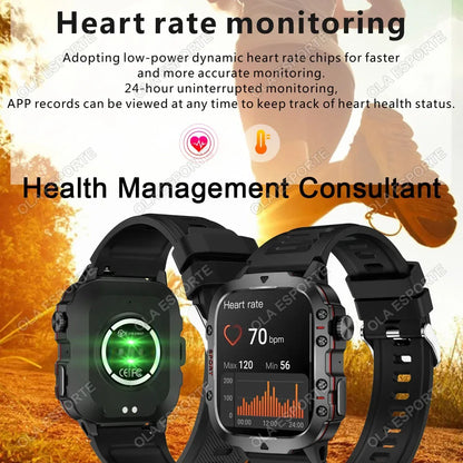 2025 New Military Smart Watch Men IP68 5ATM Outdoor Sports Fitness Tracker Health Monitoring 1.81Inch Bluetooth Calls Smartwatch - Urbizia