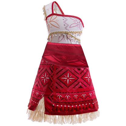 Girls Moana 2 Movie Dress – Halloween Party Adventure Costume & Princess Outfit with Vaiana Pet Pig Accessories