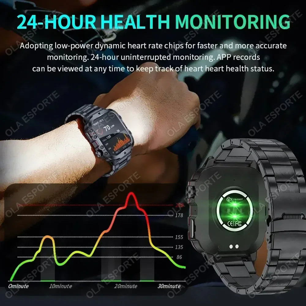 2025 New Military Smart Watch Men IP68 5ATM Outdoor Sports Fitness Tracker Health Monitoring 1.81Inch Bluetooth Calls Smartwatch - Urbizia
