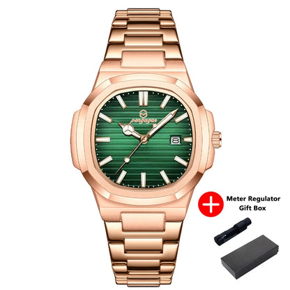 2026 New Luxury Military Man Watch Square Waterproof Luminous Date Week Men Watch Stainless Steel Quartz Men's Watches Reloj+box