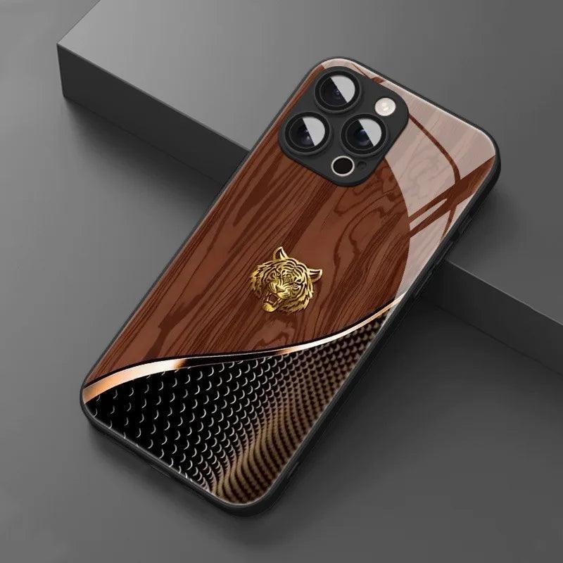 iPhone Tiger Wood Grain Glass Case – Full Coverage
