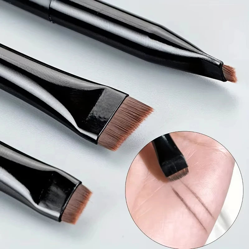 3-Piece Precision Eye Makeup Brush Set – Angled Eyeliner & Brow Brushes