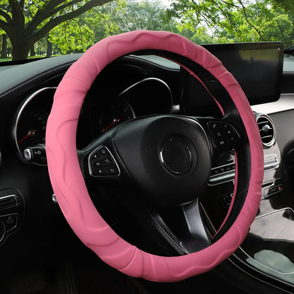 1 Artificial Lamb Skin Sense Three-dimensional Styling Sports Car Steering Wheel Cover Fits 14.5-15 Inches 37-38CM