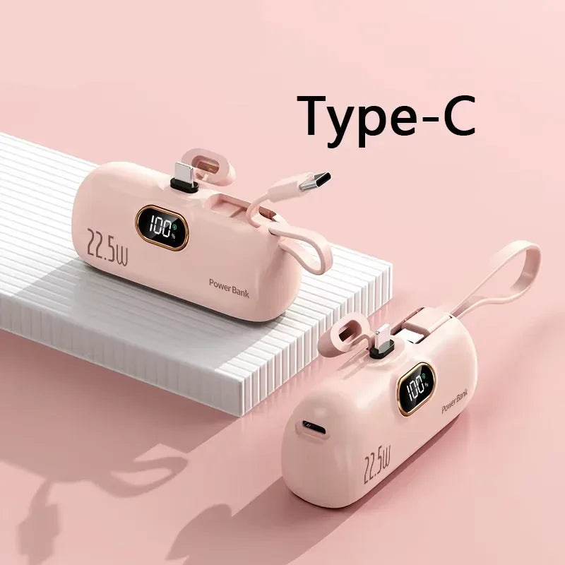 50000mAh Mini Capsule Power Bank 22.5W High Capacity Super Fast Charging External Battery for iPhone Huawei Samsung