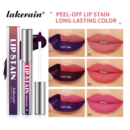 Lip Stain Blading Peel Off and Reveal Kit Long Lasting 3pcs Rose Waterproof Pink Lip Tint Transfer Proof Natural Lip Stain Kit