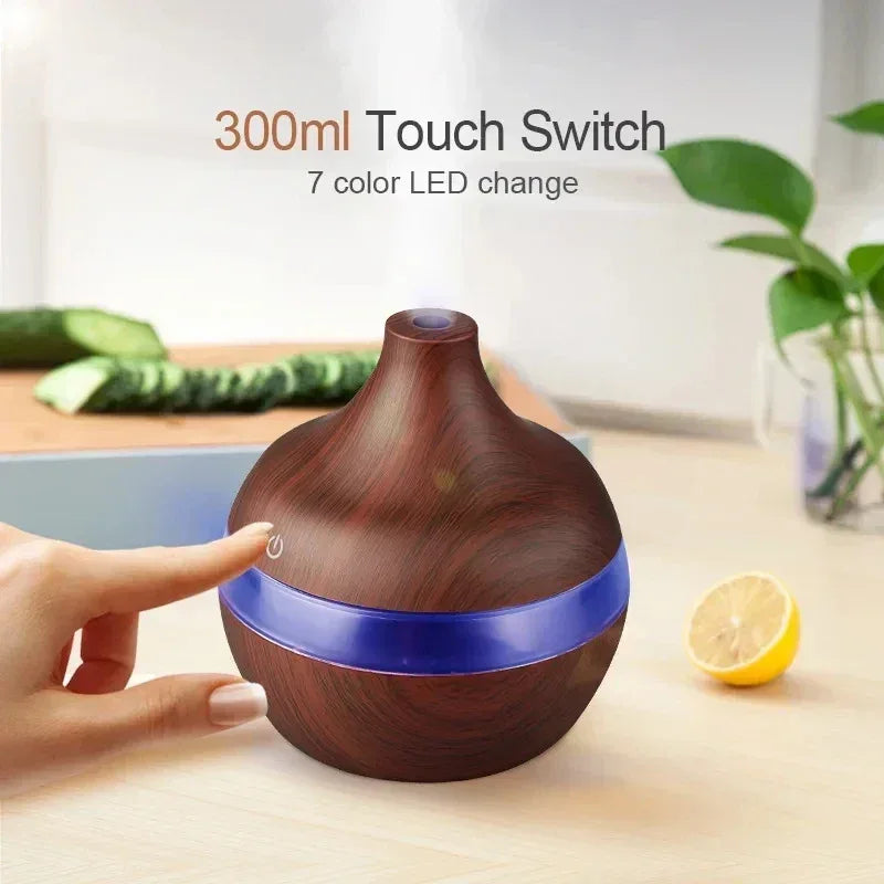 Humidifier Electric Aroma Air Diffuser Wood Ultrasonic Air Humidifier Essential Oil Aromatherapy Cool Mist Maker For Home 300ml - Urbizia