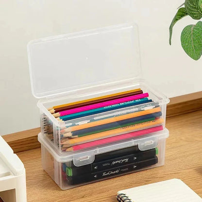 Multifunction Pen Case Clear Plastic Pencil Boxes Portable Mount Storage Pen Box For Oil Pastel Crayon Stationery Organizer Bag