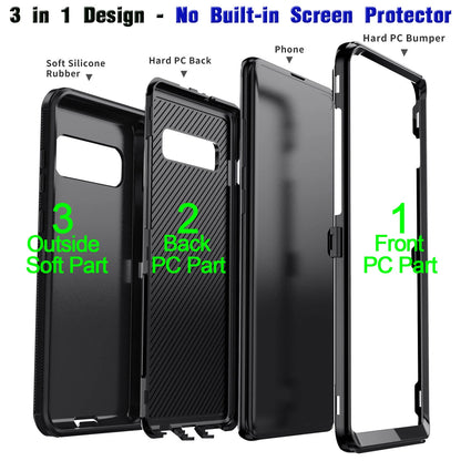 Black For Samsung Galaxy S10+ Plus S10 S10E Case Heavy Duty Shockproof Hard Protective Rugged Hybrid 3in1 Layers Phone Cover
