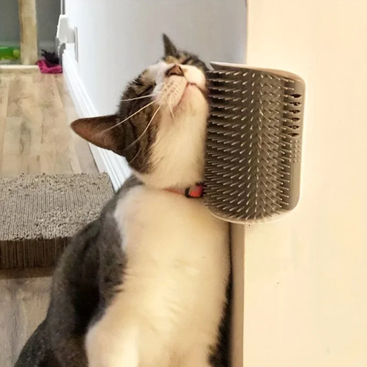 Wall-Mounted Cat Self-Groomer with Massage Comb Brush