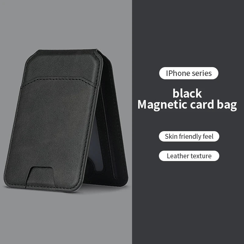 Magnetic Card Holder PU Leather Phone Case with Wallet Stand Credit Card Pocket for Magsafe Apple Phone Samsung Galaxy Devices
