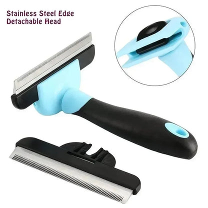 Pet Grooming Brush-Double Sided Shedding and Dematting Undercoat Rake Comb for Dogs and Cats Grooming and Care Deshedding Tool - Urbizia