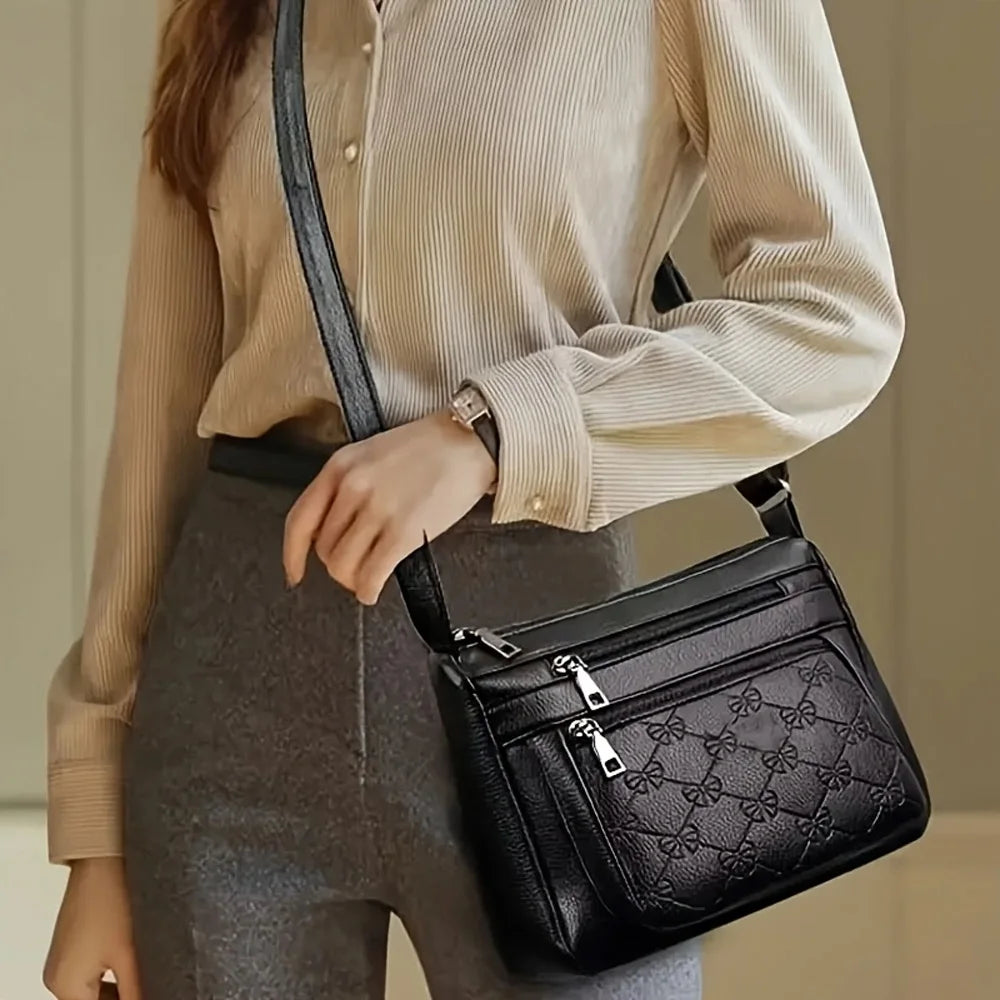 Women's Embossed PU Leather Crossbody Shoulder Bag