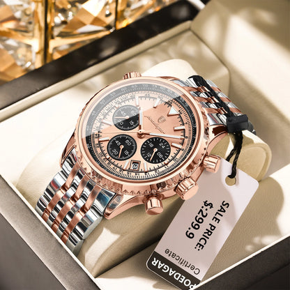POEDAGAR Luxury Watches For Men Date Chronograph Stainless Steel Man Watch Waterproof Luminous Sport Military Men's Quartz Watch