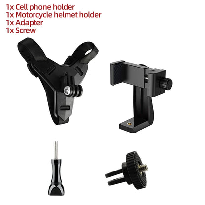 Motorcycle Helmet Chin Strap Mount Phone Clip Holder For GoPro insta360 Osmo SJCAM AKASO For iPhone Huawei Samsung Smartphones