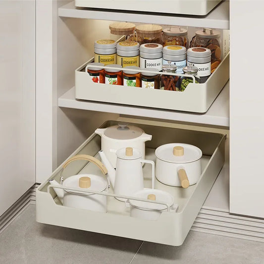 Pull-Out Metal Cabinet Storage Drawer Organizer Rack