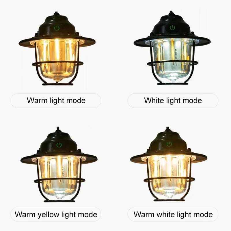 Portable Camping Lanterns Retro Hanging Tent Lamp Waterproof Dimmable Camping Light 1200mAh for Hiking Fishing Emergency Lantern - Urbizia