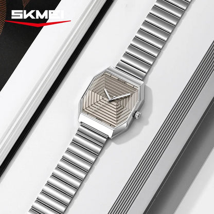 SKMEI 9393 Fashion Quartz Watch Unique Design Stainless Steel Men's Wristwatches Elegant Watches for Men relógios masculino
