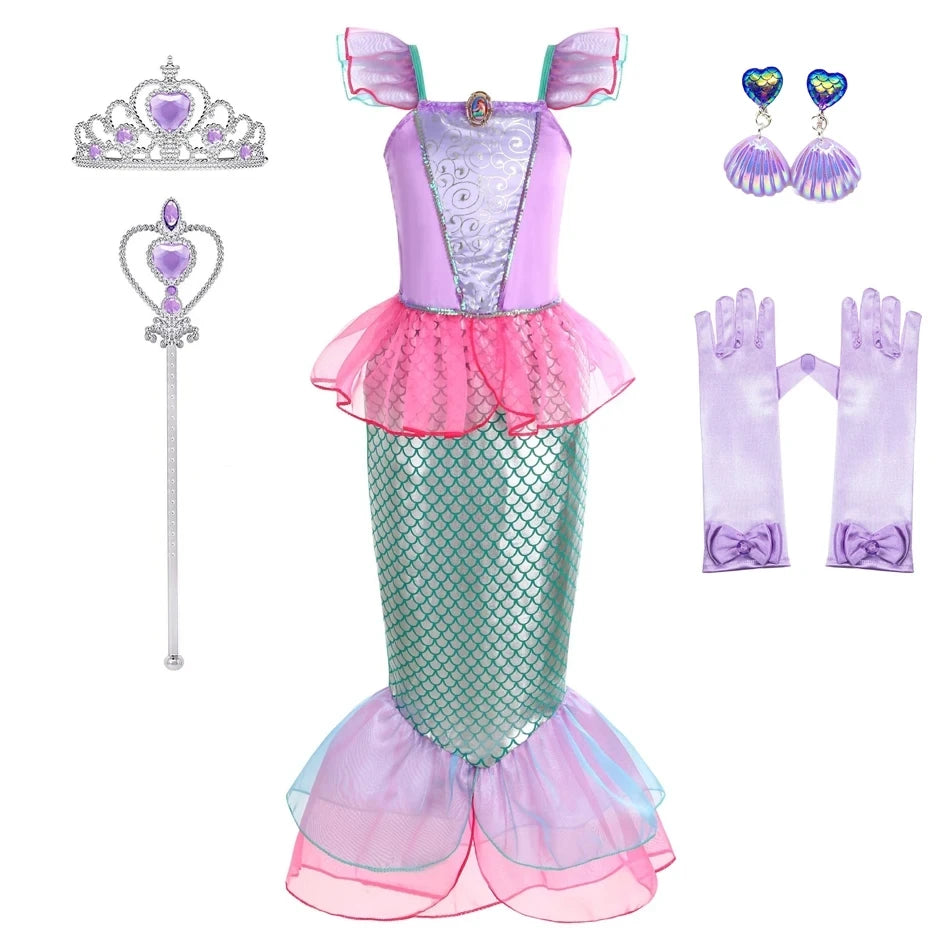 Mermaid Birthday Party Dress – Summer Girl Mermaid Costume for Kids 2-10 Yrs, Anime Cosplay & Fantasy Gown