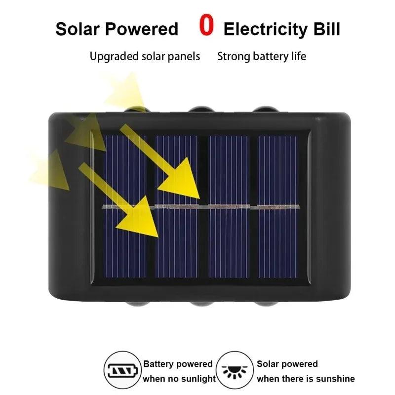 Solar Outdoor Wall Light 12 LED Waterproof Garden Light Courtyard Balustrade Decorative Atmosphere Lamp Down Luminous Solar Lamp