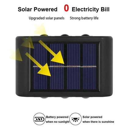 Solar Outdoor Wall Light 12 LED Waterproof Garden Light Courtyard Balustrade Decorative Atmosphere Lamp Down Luminous Solar Lamp