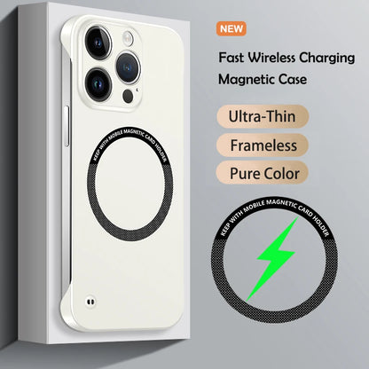 Luxury Ultra Slim Magnetic Frameless Solid Color Phone Case for Magsafe iPhone 13 12 Mini 11 Pro XR X XS Max Shockproof Cover