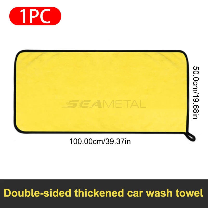 SEAMETAL Microfiber Car Washing Towel 400GSM Double-Sided Coral Velvet Clean Towels High Water Absorption Car Wash Drying Cloth