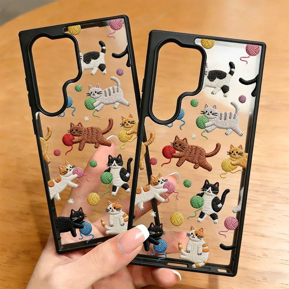 Cute Cat Phone Case For Samsung Galaxy A17 A07 A56 5g A16 A55 A54 A36 A26 A35 S26 S25 Ultra S24 FE S23 Lanyard Matte Clear Cover