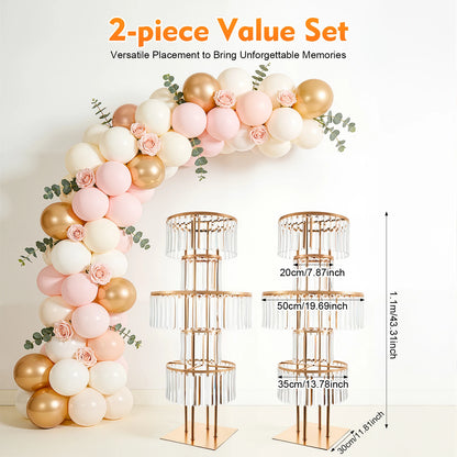 1/2Pcs 5-Tier Gold Acrylic Wedding Flower Stand 110cm Crystal Style Floor Standing Centerpiece for Wedding Party Event Decorate