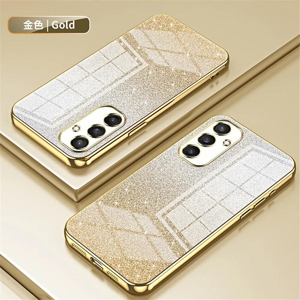 FLYKYLIN Luxury Gradient Glitter Bling Plating Case For Samsung Galaxy S24 S23 S21 Fe S22 Plus Ultra 5G Soft Silicone Back Cover