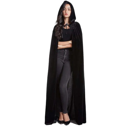 Christmas Pleuche Velvet Hooded Cloak Cape – Medieval Witch, Wicca, Vampire Halloween & Cosplay Costume