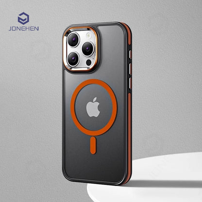 Luxury Anti-Slip Translucent Shockproof Armor Case For iPhone 15 16 17 18 Pro Max For Magsafe Magnetic Wireless Charge Cover