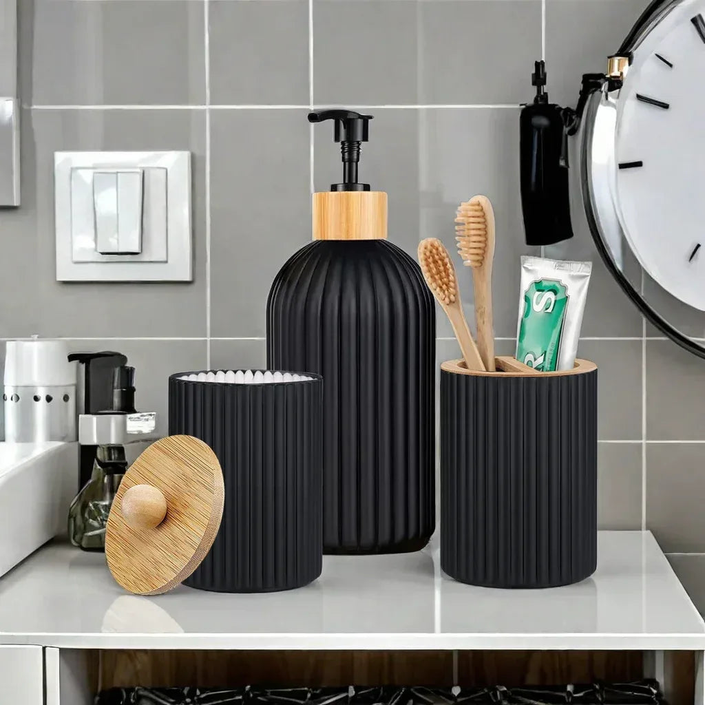 Bathroom Countertop Container Hand Soap Dispenser Cotton Ball Storage Box Toothbrush Holder Home Decoration Organizer - Urbizia